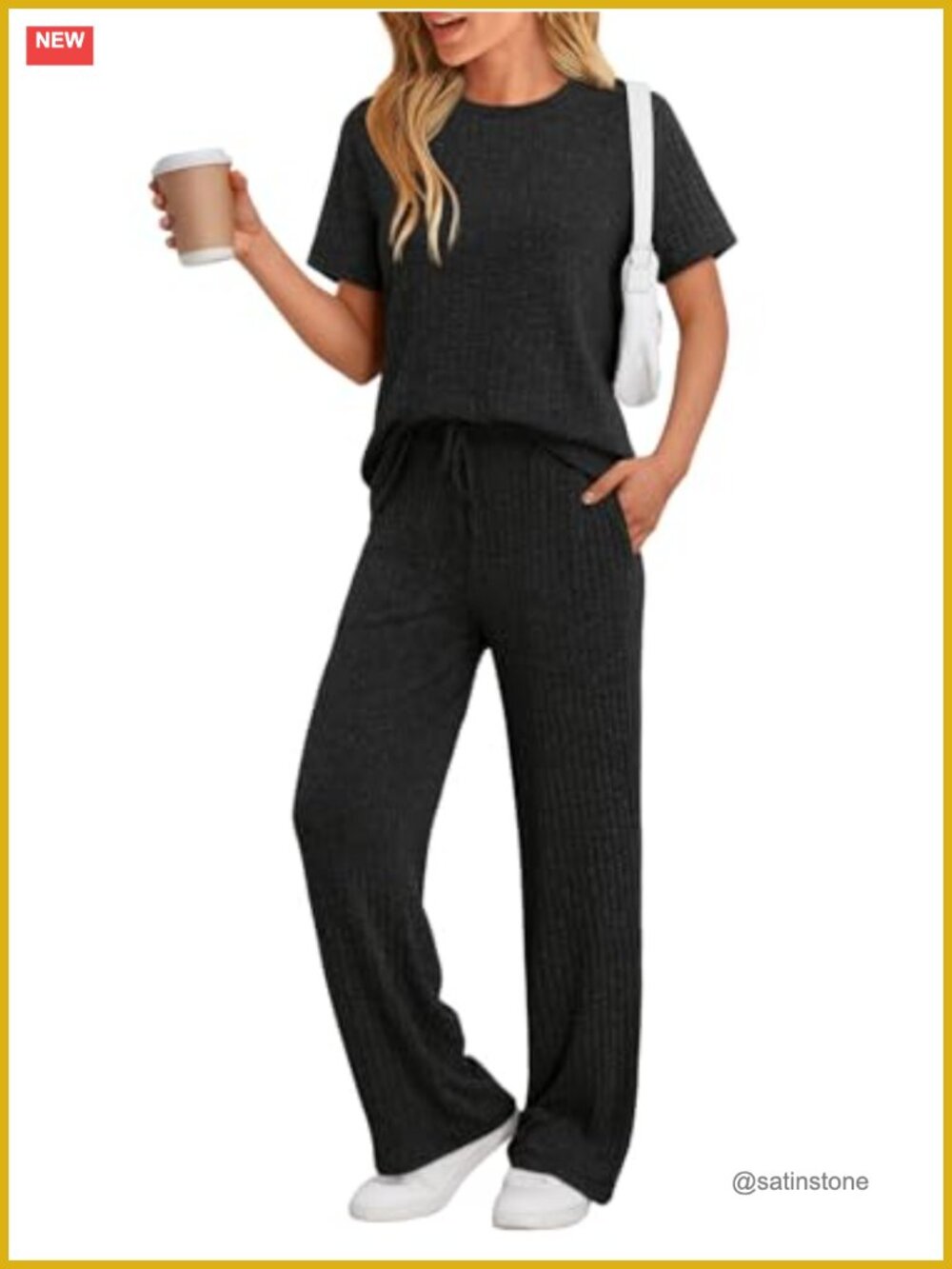 Women's 2 Piece Lounge Set Ribbed Knit Vacation Travel Outfit